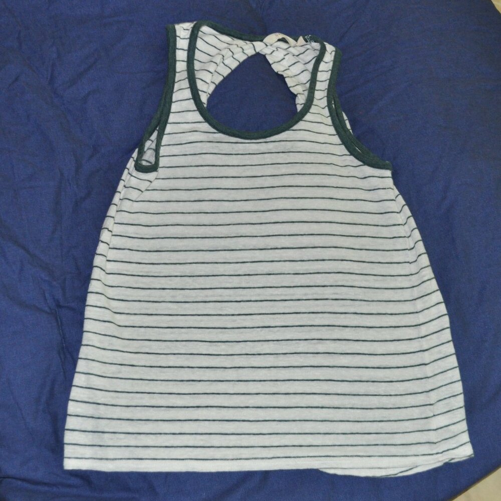 Athleta women's sleeveless CHI racerback tank top green striped sz XXS